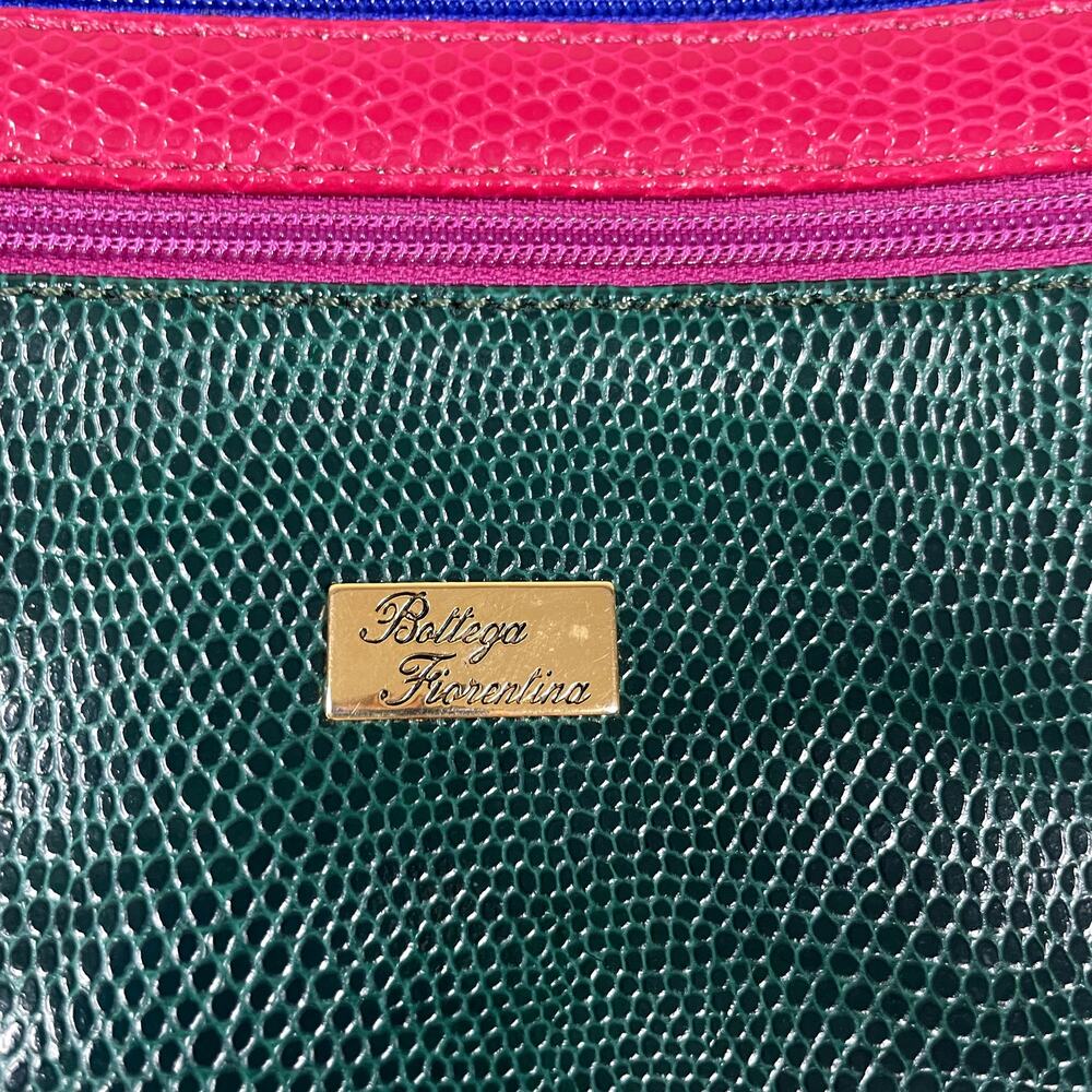 BOTTEGA FIORENTINA Multicolor Leather Triple Zip Wallet Textured Lizard Print - Picture 3 of 10